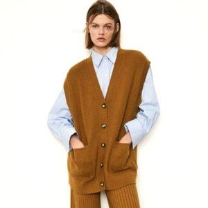Zara Brown V-Neck Sweater Vest